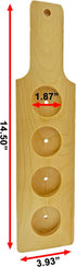 14 1/2 Inch 4 Pack 6 DASHER'S SPICE & BEANS Wood Natural Flight Paddle | Compartment | Wine or Beer Tasting
