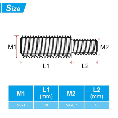 PATIKIL M4xM6x20mm Double End Threaded Stud Screw Bolt, 5 Pack 304 Stainless Steel Rod Bolts Thread Reducer Adapter for Furniture Hardware