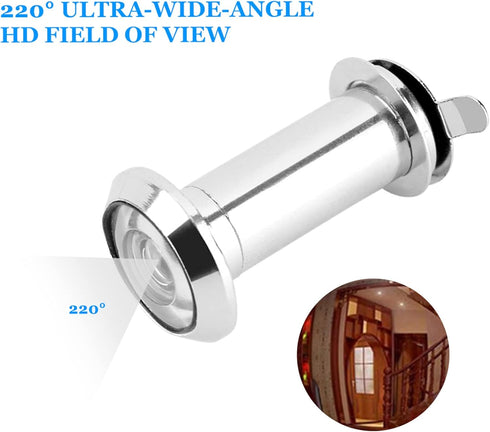 Zinc Alloy Door Viewer Peephole, 220 Degree Heavy Duty Privacy Cover with Wide Viewing Angle for Home Office Satin