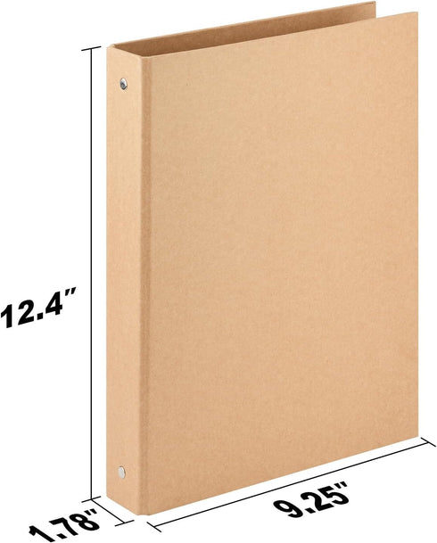 Widen Spine 3 Ring Binder A4 Kraft Organizer 2 Pack, Durable 1.2 Inch Round Ring Binders Fits A4/Letter Size