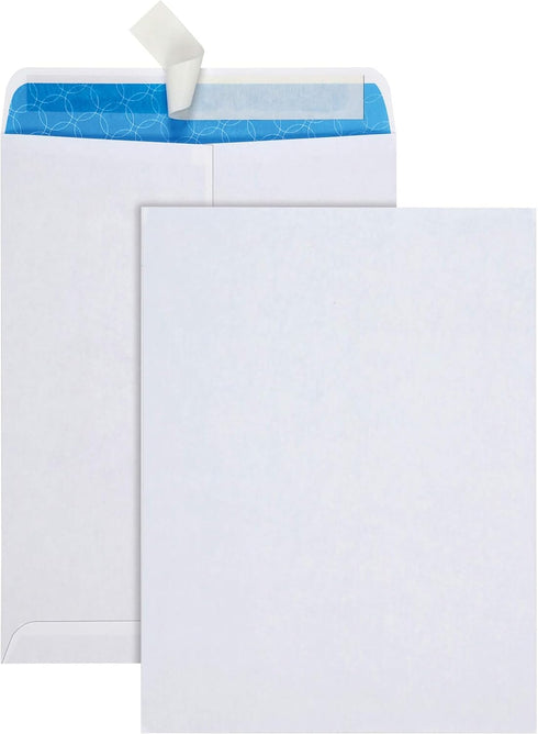 Quality Park 9 x 12 Inch Security Redi-Strip Envelopes, 28 lb. White Wove, 100/Box (QUA41415R)