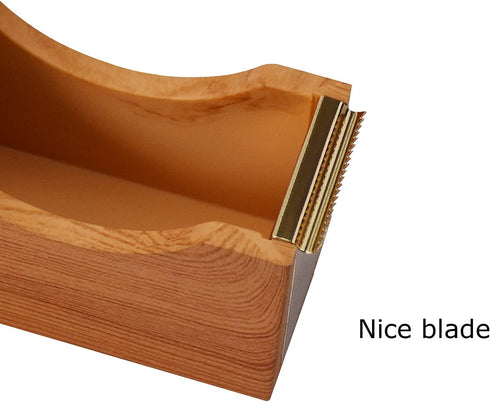 Enyuwlcm Cute Heavy Duty Acrylic Desk Tape Dispenser with Non-Skid Base for 1 Inch Core Tape, Imitation Wood Grain