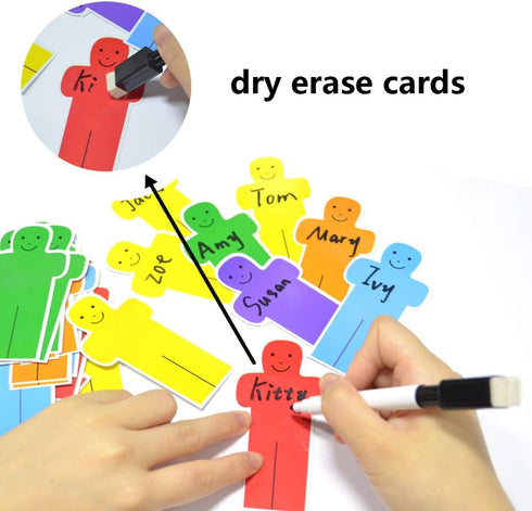 Helping Hands Classroom Attendance Chart Pocket Chart for Preschool, 36 People Cards Included