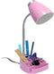 Simple Designs LD1067-PNK Compartmental Desk Lamp with iPhone/iPad/Tablet Stand, Bendable Gooseneck, for