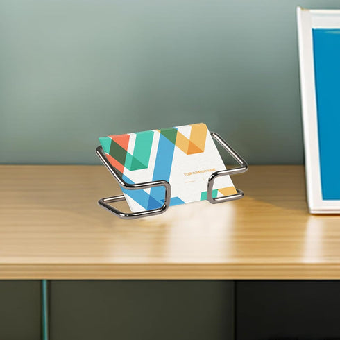 Desktop Business Card Holder, Metal Display Stand for Cards, 4 Pack Organizer for Desk, Black