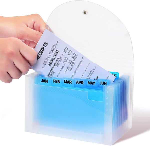 H4D Coupon Receipt Holder Organizer, Mini Folder Plastic Wallet with 13 Pockets for Coupon Receipt Storage, Blue