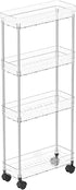 Yieach 4 Wheels,6.3W Clear Tier Slim Rolling Storage Cart with Thin Shelf,Bathroom Storage Cabinet,Skinny Laundry