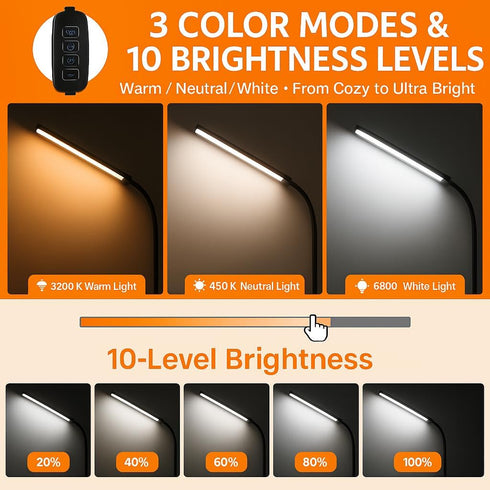 USDeikour 3 LED Floor Lamp for Eyelash Extension - Brightness Adjustable Standing Light with Color Modes,Eye-Careing