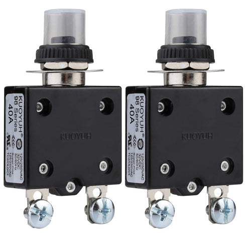Thermal Circuit Breaker, 98 Series 40A 125/250VAC Push-Button Reset with Quick Connect Terminals and Waterproof Button