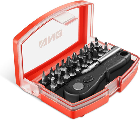 DNA MOTORING 22PCS Mini Ratchet Wrench Set with 60mm Quick-release Extension Bar and 20pcs CRV Bits