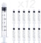 12 Pack 3ml Plastic Luer Lock Syringe, Measuring Syringe Individually Sealed for Scientific Labs, 3ml, 12