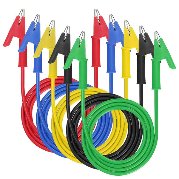 Sumnacon 5 Pcs Dual Ended Crocodile Alligator Clips, 15A Test Lead Wire Cable, 5 Colors, 3.3 ft