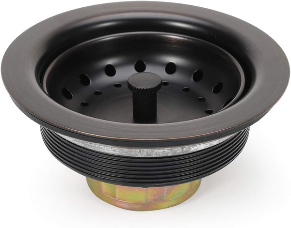 KONE 3-1/2 Inch Kitchen Sink Drain ORB Assembly with Strainer Basket/Stopper, All