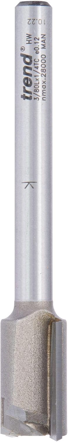 1/4 Inch 1/2 Inch 3/80LX1/4TC Trend Professional Two Flute Router Bit, Shank, Cut Diameter, for Trend AnyDoor Template