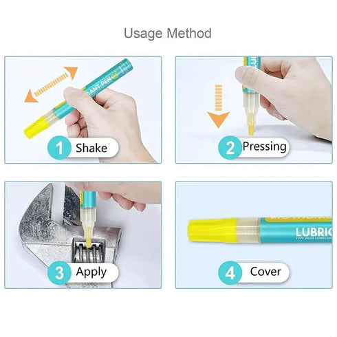 OhMill 5W-40 Door Hinge Lubricant Pen Bike Lubricanting Pen Door Squeak Fix Zipper Lube for Metal and Plastic Zippers