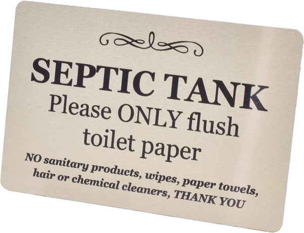 Septic Tank Sign - Aluminium Composite with Adhesive, Notice Plaque for Toilets, Bathrooms, W.C