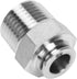 Push to Connect Fitting - 304 Stainless Steel Male Straight 3/8" Tube OD x 1/2" NPT (Pack of 5)