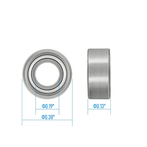 R166ZZ Miniature Deep Groove Ball Bearing 10 PCS, ID 3/16"×OD 3/8"×Width 1/8", Chrome Steel for Industrial Machine