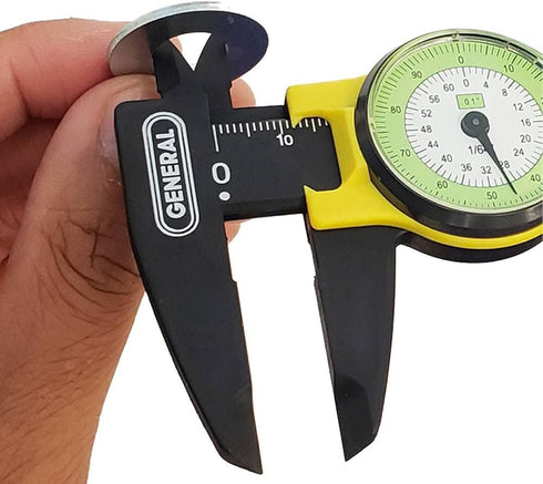 General Tools 142 Plastic Dial Caliper, 0-6" Range, .01" & 1/64" Accuracy