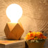 E26 60W Bulb) OuXean Small Wood Table Lamp, Bedside Lamp with Diamond Wooden Base Industrial Night Light Boho Deco