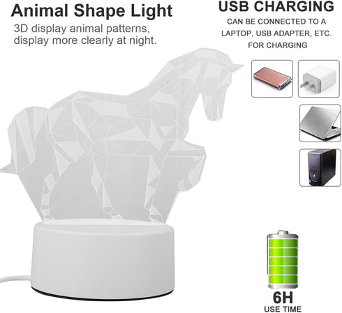 3D Alipis Animal Shape USB Bedside Lamp Portable Decorative Night Light Led Visual Desk Lamp for Bedroom Kids Girls