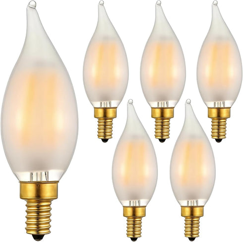 C11/C35 E12 Dimmable LED Filament Candle Bulb, 4W 3000K Warm White Frosted