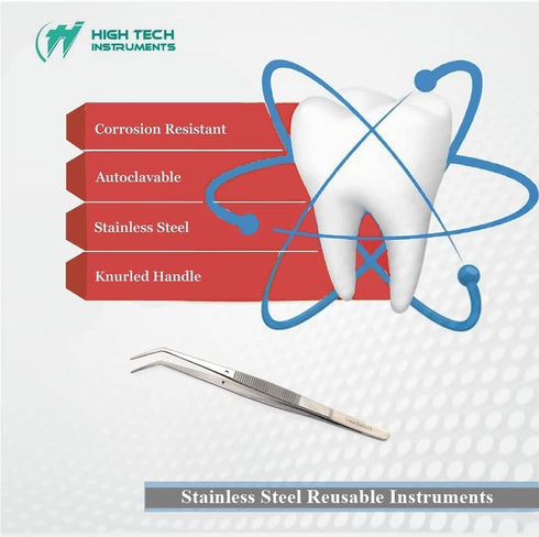 HIGH TECH INSTRUMENTS Set 6 College Cotton Pliers of with Angled Serrated Beak For Professional & Personal Use Surgical