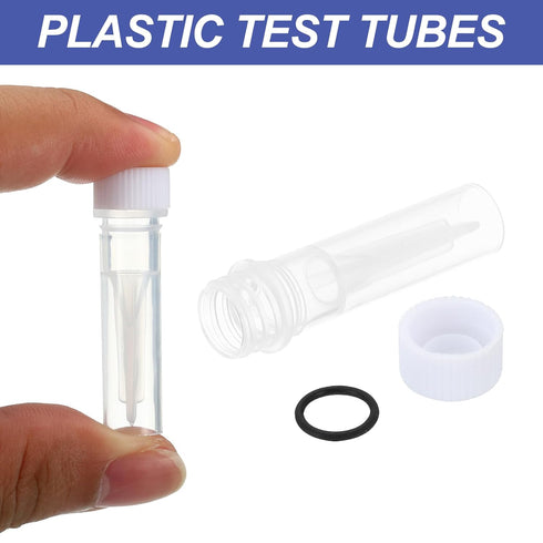 PATIKIL 200Pcs 0.5ml Plastic Cryogenic Vial, Self Standing Screw Top Frozen Test Tube for Lab Science, White Cap