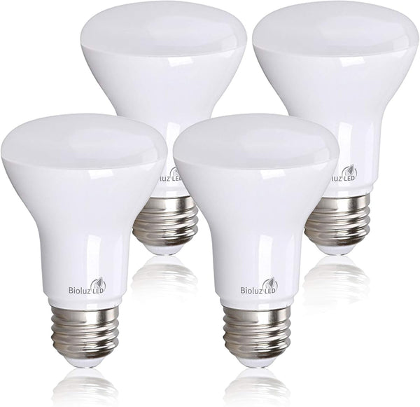 Bioluz 4 Pack BR20 LED Bulb, 5000K Daylight, 6W = 50 Watt Replacement, 90 CRI, 540 Lumen, Indoor/Outdoor