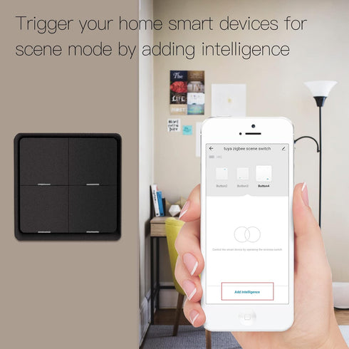 ZigBee Wireless Remote Control Smart Switch Wall Panel Transmitter, Requires MoesGo Zigbee Hub for Smart Home