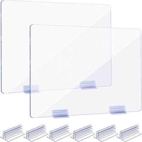 Weysat 6pcs Counter Desk Acrylic Panels Holder and 2 Pcs Acrylic Desk