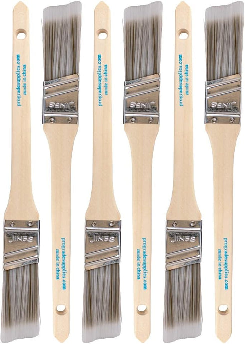 Vermeer 6-Pack Paint Brushes, 1" Angle Sash Brushes for All Latex and Oil Paints & Stains, Home Improvement
