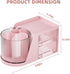 Marbrasse Desk Organizer with 2 Drawer, 360° Rotating Pen Holder, 6 Slots Pencil Organizer + 2 Drawer, Pink