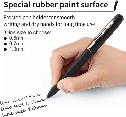 Rollerball Pens Gel ink Pens office pens learning pens,0.7mm,Black,12Pack (Black-0.7mm-12Pack)