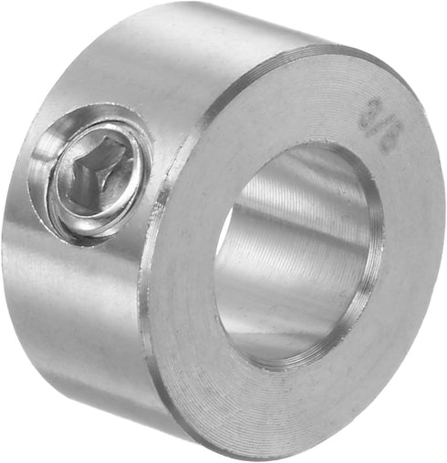 Shaft Collar 3/8" Bore 304 Stainless Steel Set Screw Collars, 3/4" OD, 3/8" Width for Wheel Barrow Axle, Gearbox