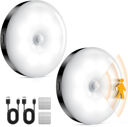 Motion Sensor Night Light Rechargeable, Magnetic Puck Lights, 3 Modes & Dimmable,