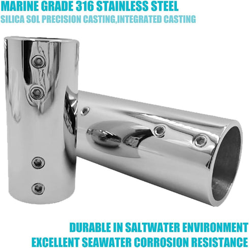 AICWIOO Handrail Straight Pipe Fitting Connector, 1 Inch 316 Stainless Steel 2-Way Tube Connector