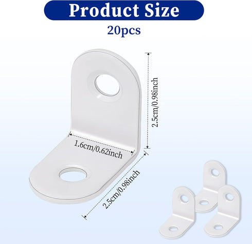 Trinkrittey 20 90 Pcs Small Right Angle Bracket White Corner Brace L Shape Shelf Bracket Degree Metal Brace Decorative