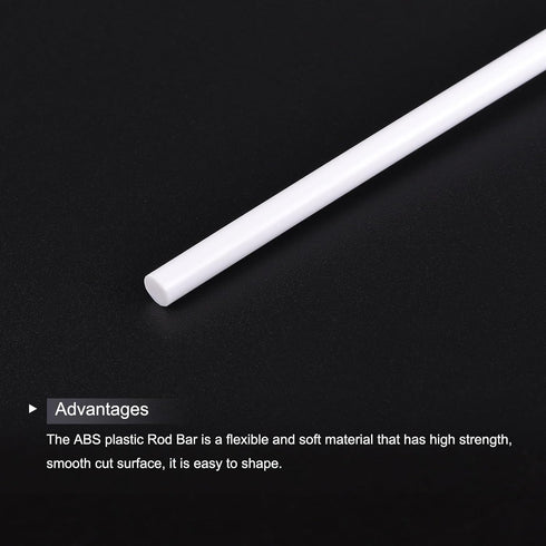 MECCANIXITY ABS Plastic Rod Round Solid Bar, 4 mm x 250 mm for DIY Model Making, Pack of 15 Pcs