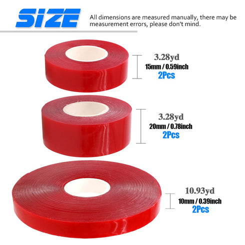 Glarks 6 Roll Acrylic Double Sided Weatherproof Tape, Heavy Duty Heat Resistant, Clear Sticker