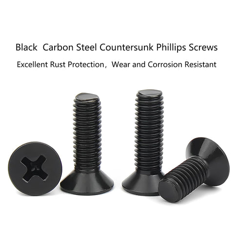 YiKaiEn 20-Pack Set Countersunk 304 Screw and Nut for D-Series Panel Mount with Custom Nylon Washer, Black Phillips