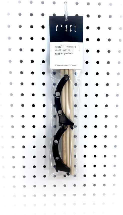 PEGGY Pegboard Tape and Ribbon Organizer, Accessory Hook and Dowel Storage for Crafts and Hobby, 12in Kit