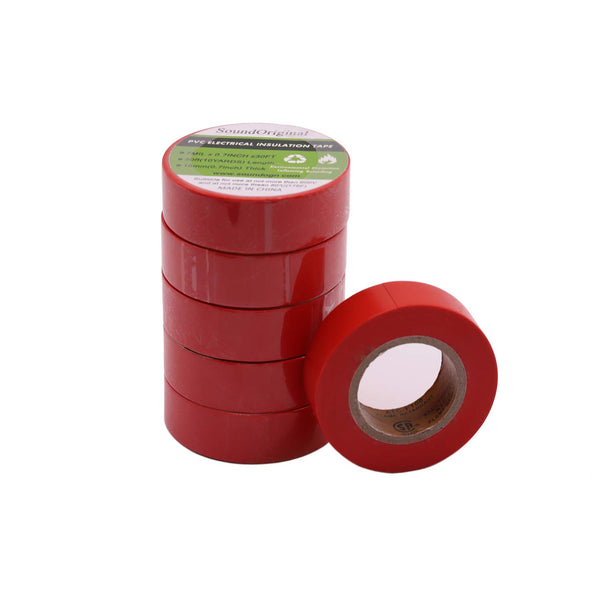 Electrical Tape Red, 6 Pack, 3/4-Inch by 30 Feet, 600V Dustproof Adhesive for Home Vehicle Wiring