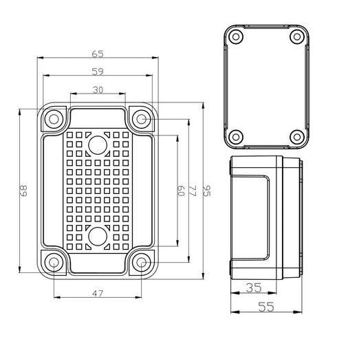 MAKERELE Outside Electrical Box Waterproof Grey 3.74 2.56 2.17 (956555mm) IP67 Small Project ABS Plastic Case with 2 NPT 1/4 Glands