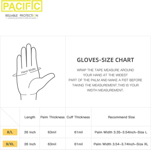 PACIFIC PPE 26" Rubber Gloves Chemical Resistant PVC Reusable Heavy Duty Waterproof Gloves with Cotton Liner Anti-skid,