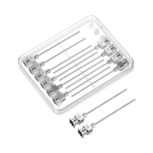 12pcs 18Gauge Stainless Steel Dispensing Needles, 1 1/2" Blunt Tips Luer Lock for Thick Liquids, Ink, Glue