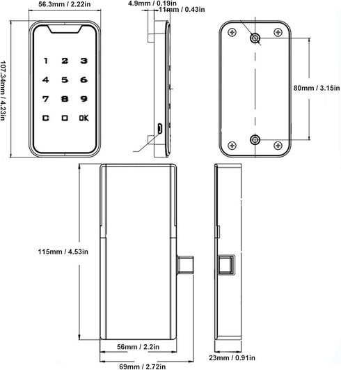 generic Electronic Smart Cabinet Lock with Fingerprint and Touch Keypad, Digital Security Keyless for Cabinet, Locker