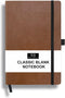 RICCO BELLO Blank Page Hardcover Notebook, 5.7 x 8.4 inches with Lined Writing Guide, Pen Loop, Band Closure, Brown.