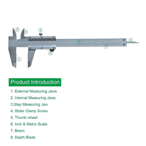 Vernier Caliper 6 Inch, Non-Digital Measuring Tool, 0-6 Inch/0-150mm, 0.001 Inch/0.02mm High Precision Caliper