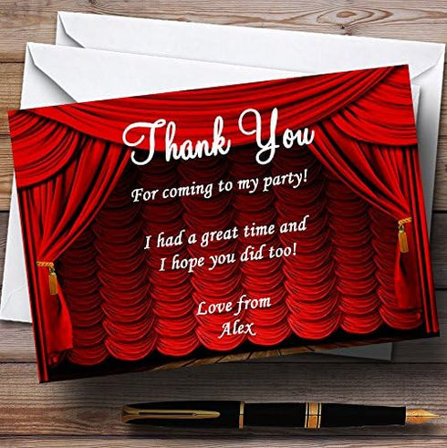 The Card Zoo Red Theatre Curtains Stage Personalized Party Thank You Cards